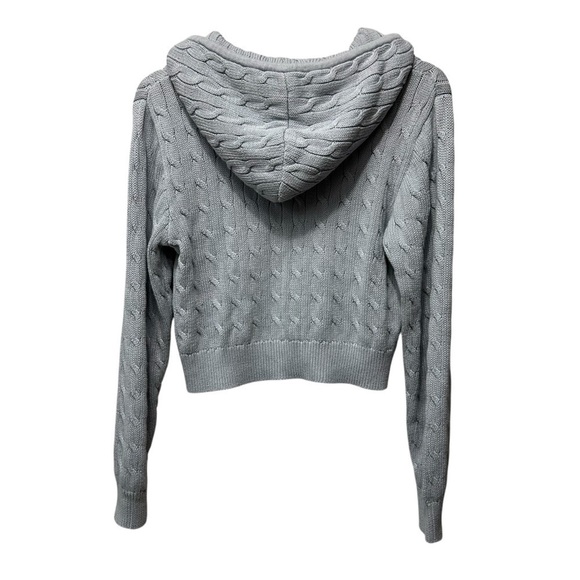 John Galt Light Blue Crystal Knit Zipper-Front Sweater Hoodie, One Size - Picture 6 of 10